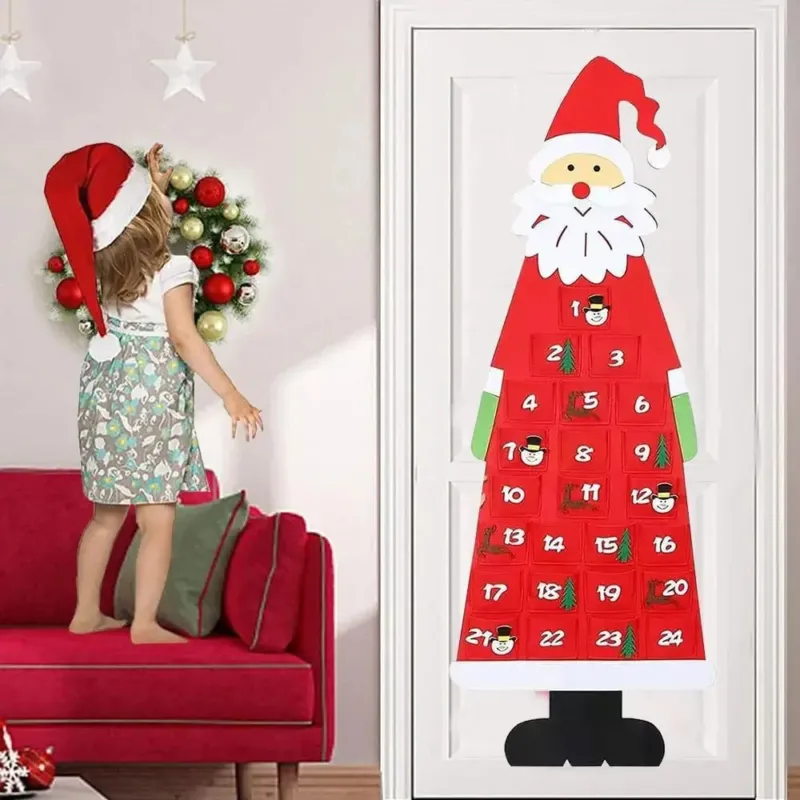 Santa Claus Advent Calendar Felt Wall Hanging With 24 Pockets - Product detail 4