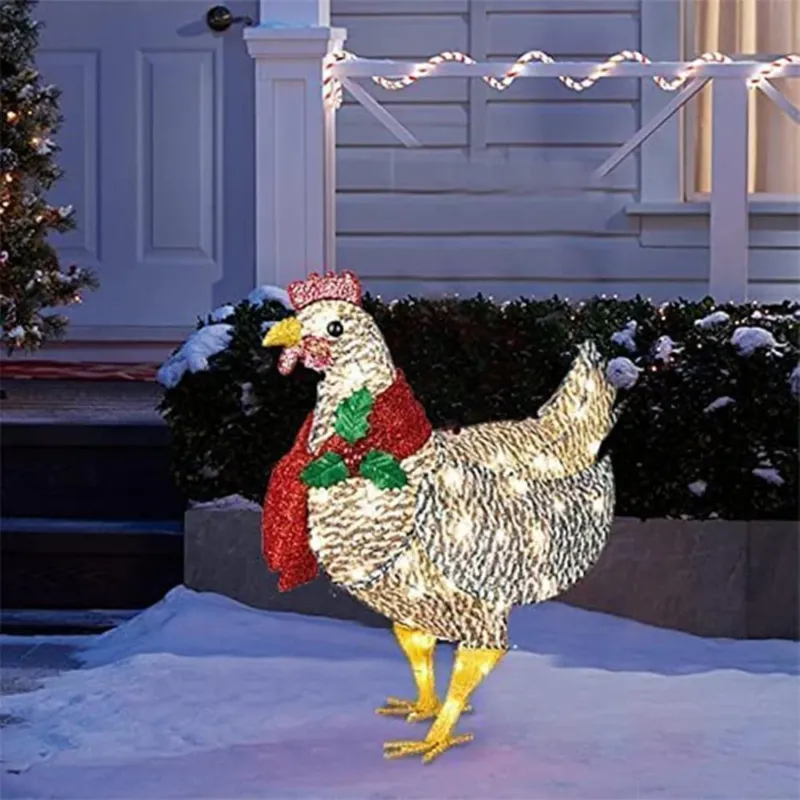 Christmas Chicken Garden Lights Solar LED Outdoor Decoration - Product example