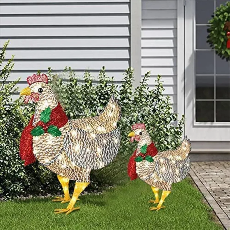 Christmas Chicken Garden Lights Solar LED Outdoor Decoration - Product detail 4