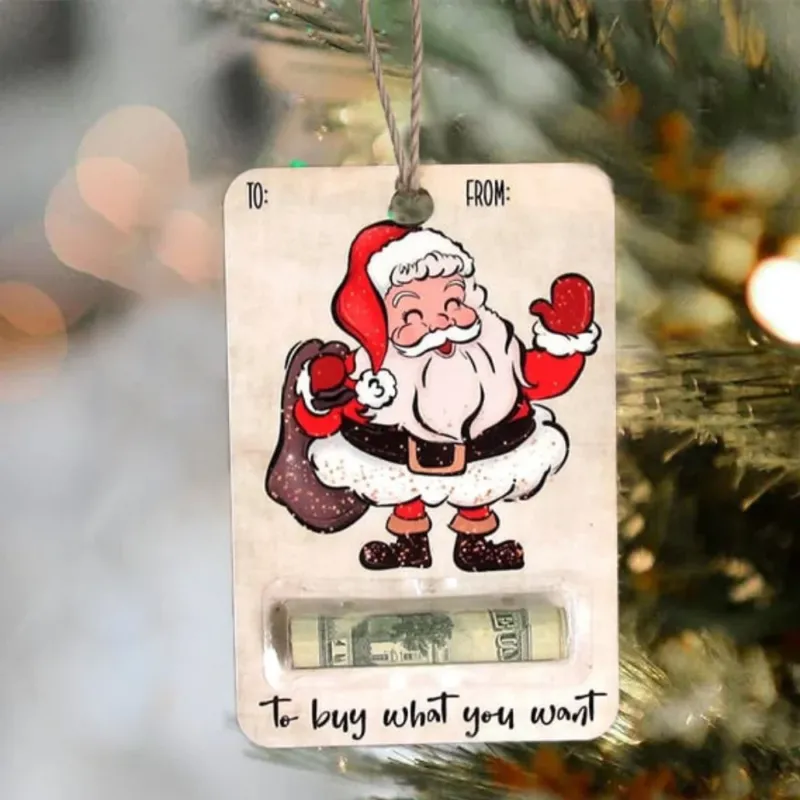 Christmas Money Holder Cards Wooden Holiday Gift Tags - Product showcase