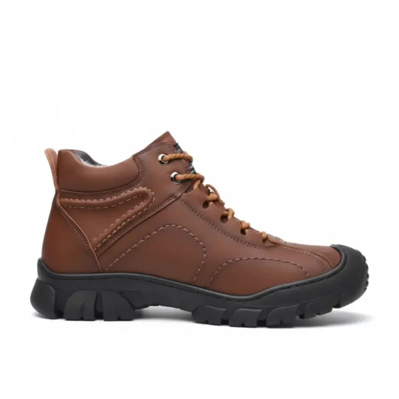 Mens Winter Walking Boots Warm Lined Non-Slip Vegan Leather - Detailed view