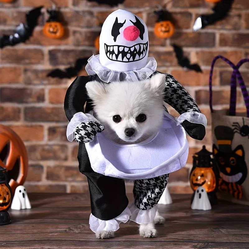 Halloween Dog Costume Walking Clown Design - Product showcase
