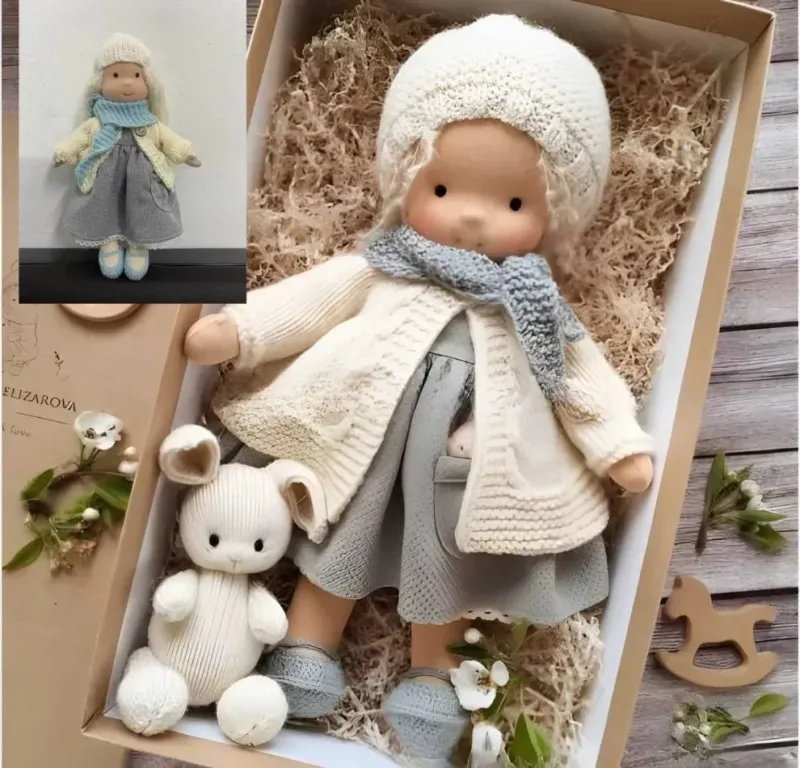 Waldorf Plush Doll Handcrafted Cotton Toy With Aviation Theme - Product example