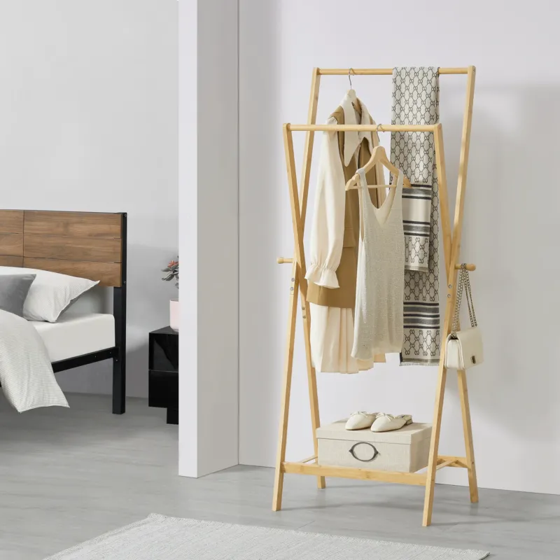 Garderobenständer Keitele 150 x 60 x 42 cm Bambus Natur [en.casa] - premiumXL