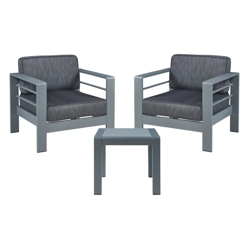 Outdoor-Sesselset mit Tisch Avise 3-tlg. Aluminium [casa.pro]