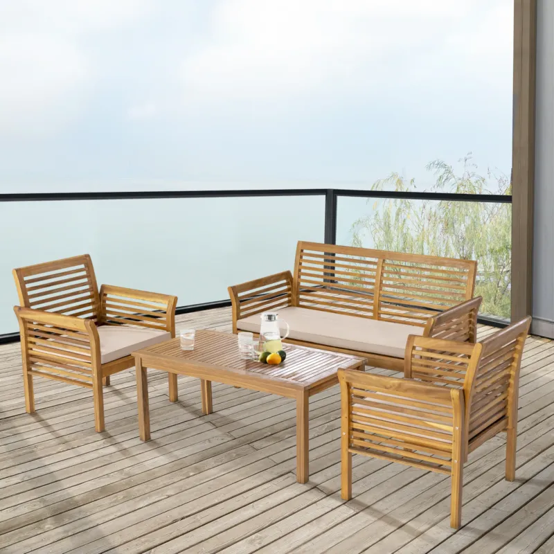 Gartenmöbelset Candela 4 - tlg. Akazienholz Holzfarben [casa.pro] - premiumXL