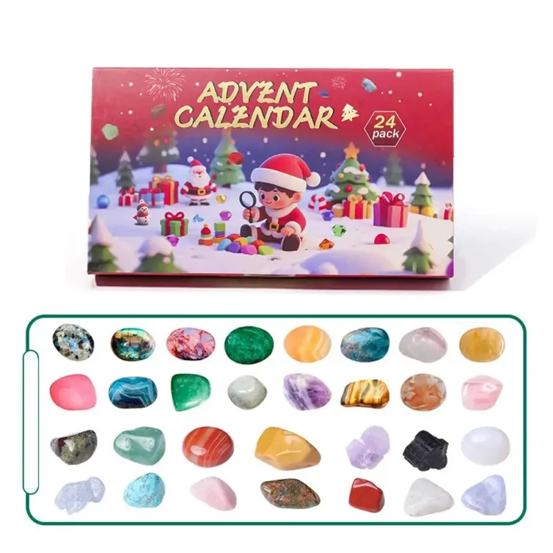 Gemstone Advent Calendar 24 Natural Crystals Educational Discovery Kit - Product showcase
