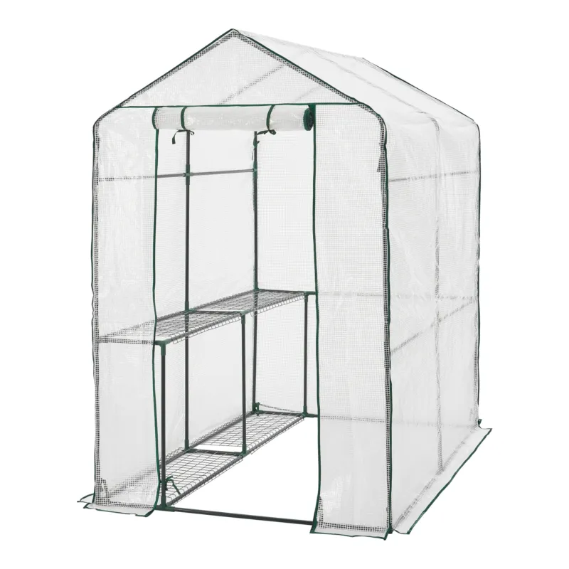 Gewächshaus Oosterhout mit Ablagen 120x186x190cm Transparent [en.casa] - premiumXL