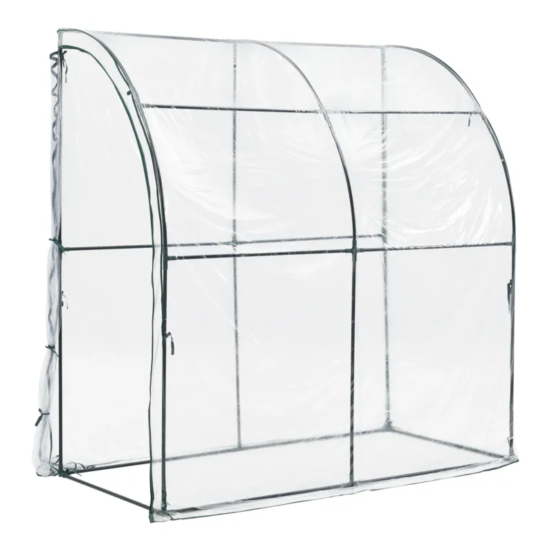 Wand-Gewächshaus Juta 100x200x215cm PVC Folie Transparent [en.casa]