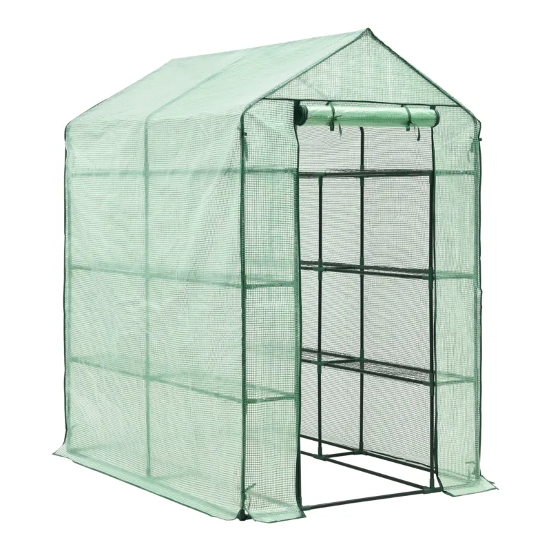 Gewächshaus Vale mit Ablagen 120x170x194cm Grün [en.casa] - premiumXL