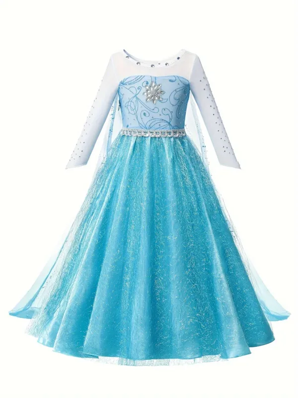 Girls Winter Princess Dress Crystal Snowflake Design - Product showcase