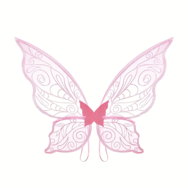 Fairy Wings Costume Accessory Glitter Pink Butterfly Design - Product showcase