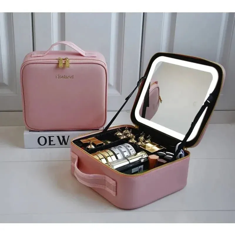 Portable Makeup Case LED Mirror and Organized Storage - Detailed view