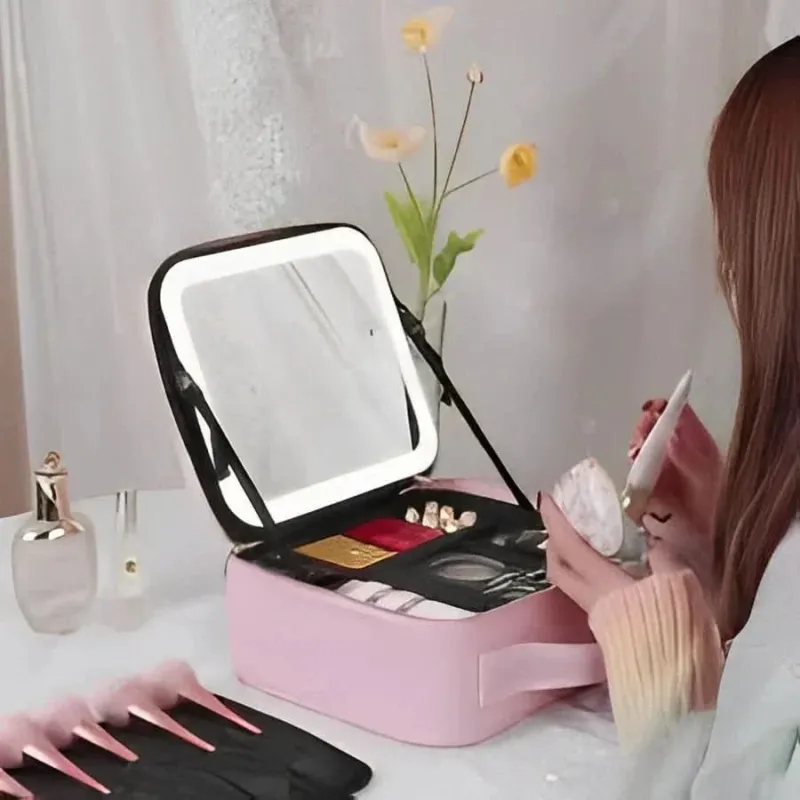 Portable Makeup Case LED Mirror and Organized Storage - Product example