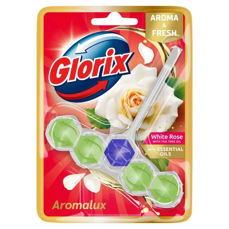 Glorix Aromalux Toiletblok - White Rose & Tea Tree Oil