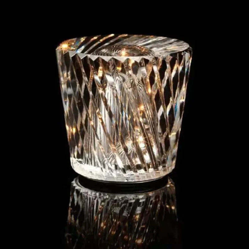 Crystal LED Table Lamp Wireless Rechargeable Warm Light - Product example