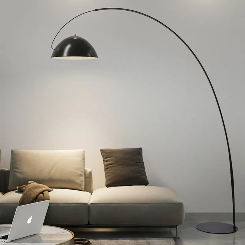 Modern Arc Floor Lamp Black Metal Dome Shade - Product example