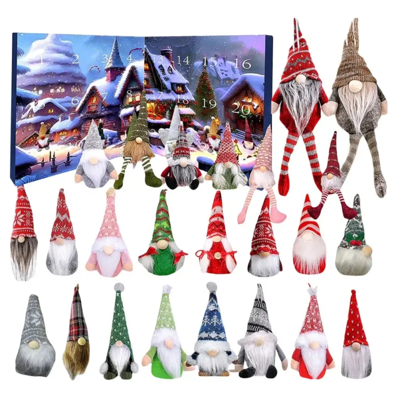 Christmas Advent Calendar 24 Plush Gnome Figurines - Detailed view