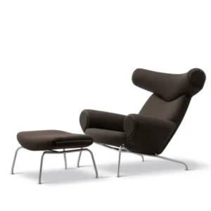 Ox Chair inkl. Hocker in Vidar 386 mit Keder in Max 96 Leder von Hans J. Wegner
