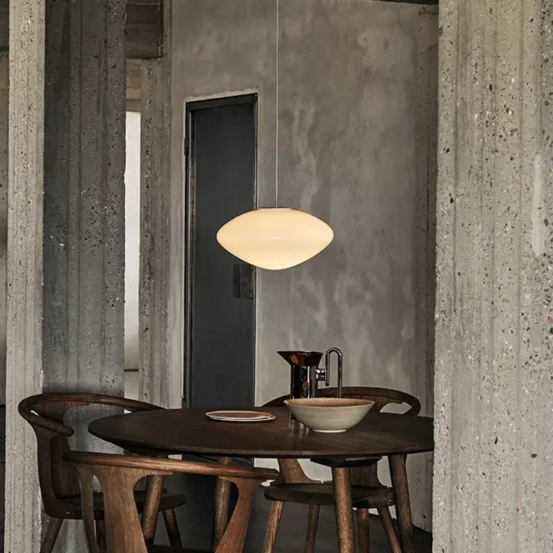 Modern Danish Pendant Light Oval Glass Shade Design - Product showcase