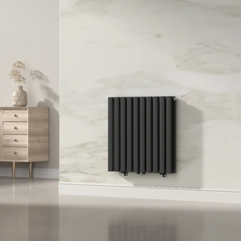 Design Röhrenheizkörper Nore Schwarz 60x60cm Doppellagig 800W [neu.haus]