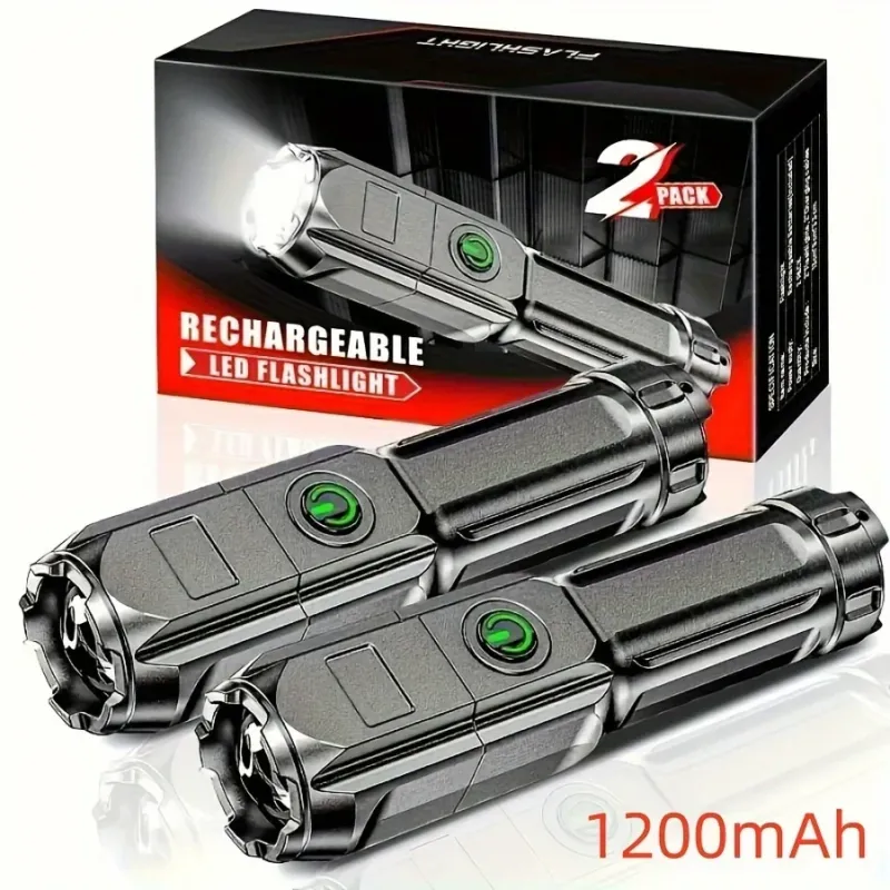 LED Tactical Flashlight USB Rechargeable 1200mAh Waterproof Design - Product showcase