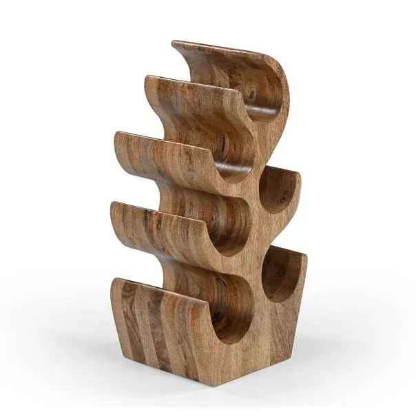 Weinregal aus Holz – Handgefertigtes Wellen Design Flaschenregal - Hauptansicht bei iAnanas (IA-09)
