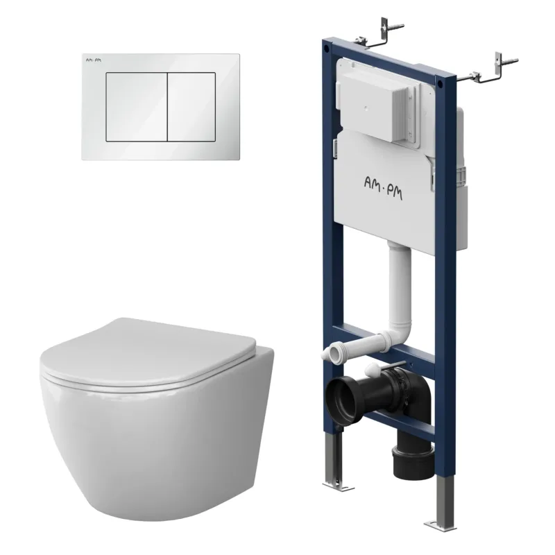 WC-Komplettset Like mit Vorwandelement und weißer Betätigungsplatte – IIS90201.LA1900