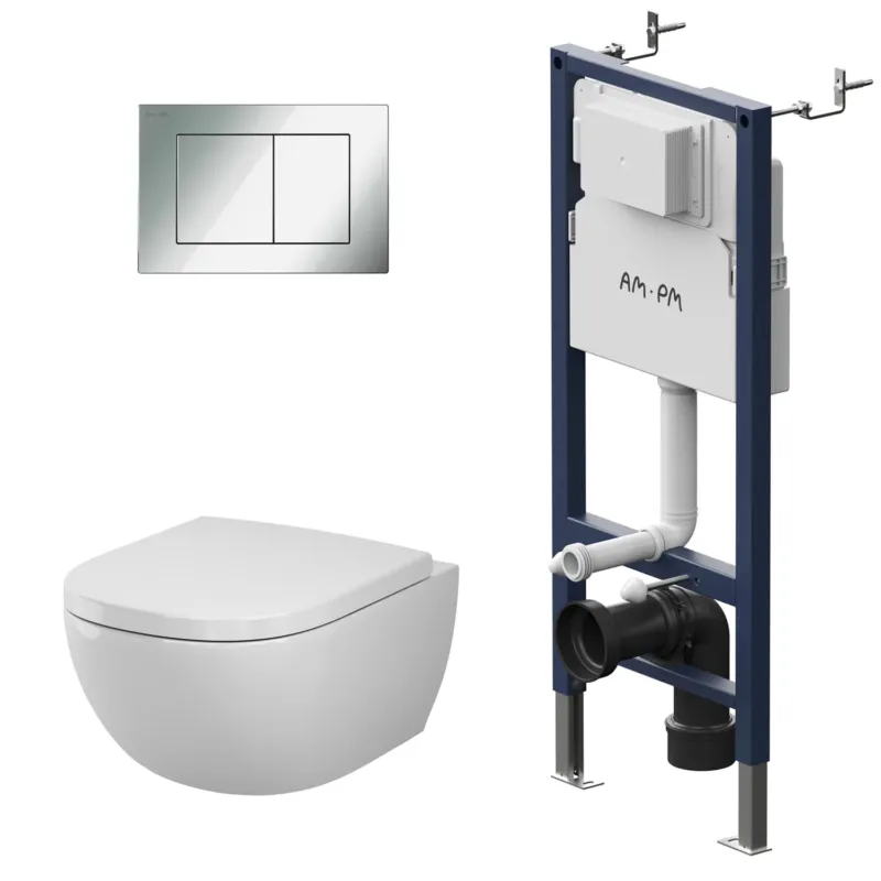 WC-Komplettset Above mit Vorwandelement und Betätigungsplatte in Chrom - IIS90251.AB1900