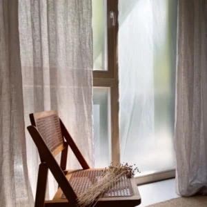 Leinen Musselin Vorhang - Beige, einzeln