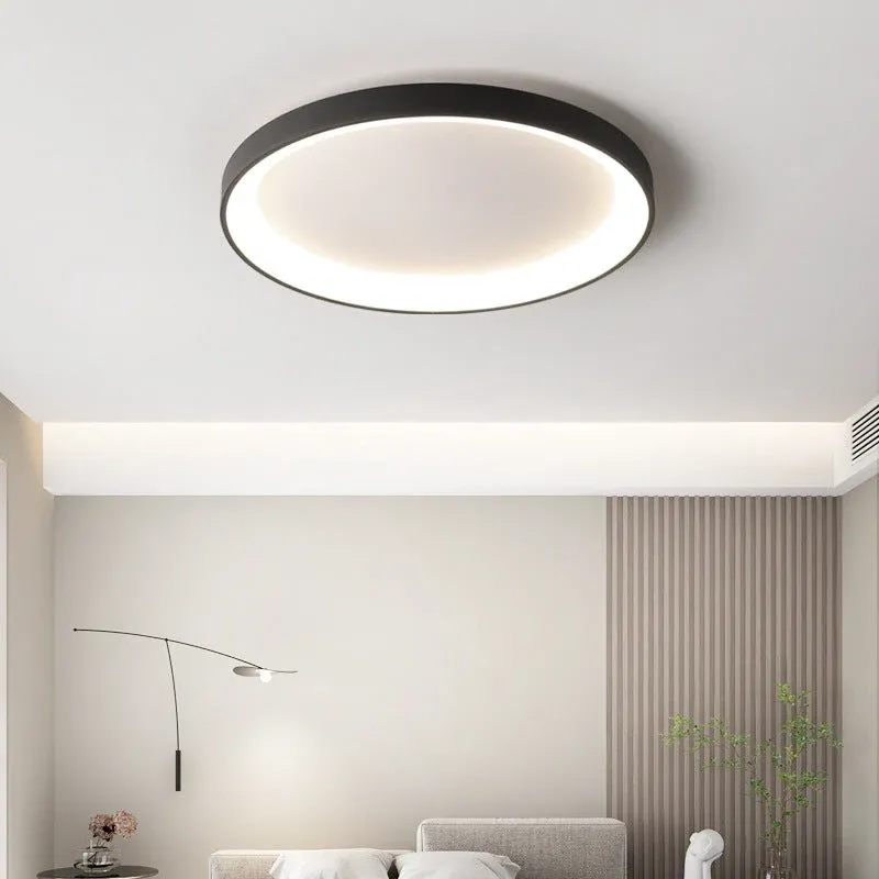 Modern LED Ceiling Light Black Round Panel With Halo Effect - Product showcase