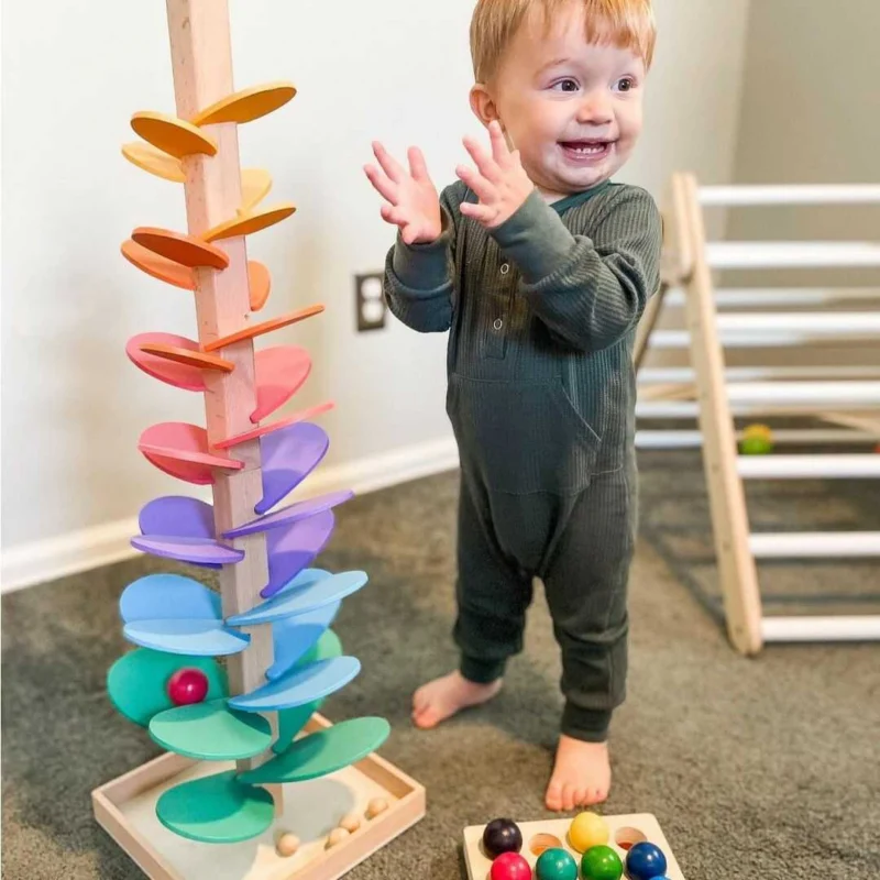 Wooden Rainbow Sound Tower Educational Sensory Play Set - Product showcase