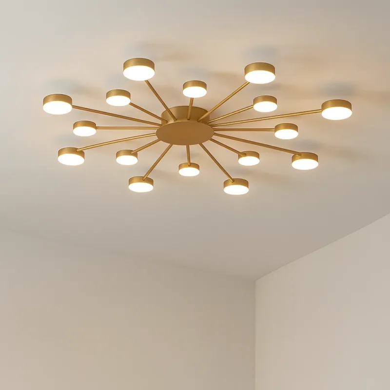 Modern Sunburst Ceiling Light LED Brass Starburst Design - Product showcase