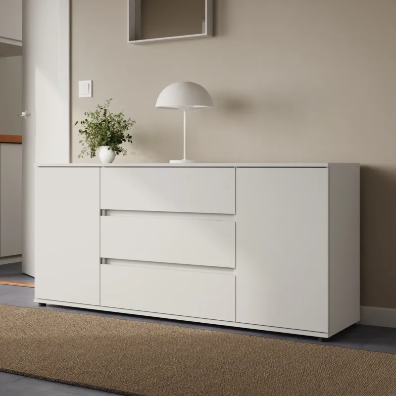 Home Collective Kommode Sideboard mit Schubladen | modern Sideboard Wohnzimmer Schlafzimmer Flur Möbel | 150x40x70 cm | 3 Schubladen & 2 Türen