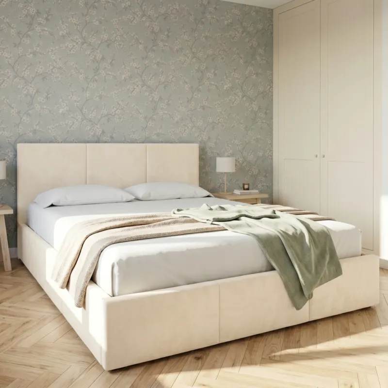 Home Collective Bett Doppelbett Polsterbett Bettgestell mit Lattenrost & Stauraum 120x200 140x200 160x200 180x200 cm mit Bettkasten, Kopfteil mit 3 Paneelen | weicher Samt