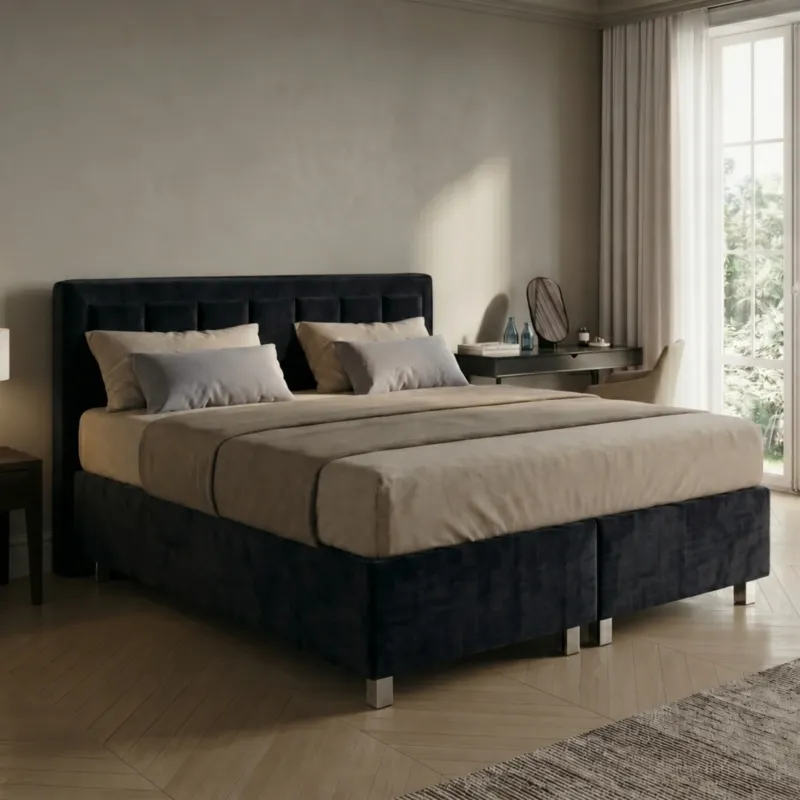 Home Collective Boxspringbett 160x200 180x200 200x200 Bett Doppelbett Polsterbett Bonnell H2 oder Kaltschaum H3 Matratze gepolstertes Kopfteil | Microvelours