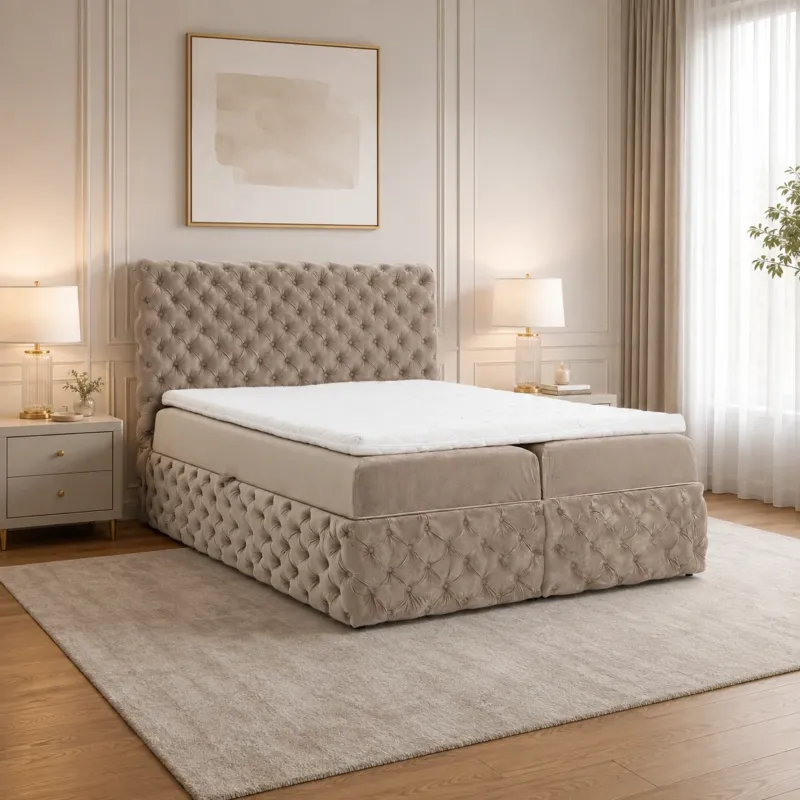 Home Collective Boxspringbett Polsterbett Doppelbett Bett mit Stauraum | Topper inklusive | modernes Design Schlafzimmer Jugendzimmer Möbel