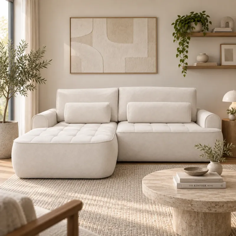 Home Collective Ecksofa Sofa Couch Wohnlandschaft ausziehbar inkl. Bettkasten Schlafsofa Gästebett 260x165 cm | weicher Velours & Easy Clean | Wohnzimmer Sofa L-Form | inkl. Kissen