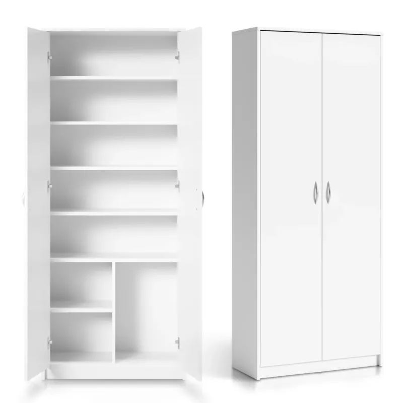 Schrank Mehrzweckschrank 74cm Breite 180cm Höhe mit vier oder sechs Einlegeböden, Aktenschrank Haushaltsschrank Organizer aus MDF Holz