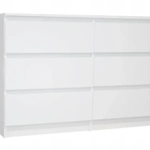 Kommode weiß mit sechs Schubladen, Schlafzimmer Flur, Schrank, Sideboard, Highboard, Breite 100 oder 120 cm Höhe 77cm