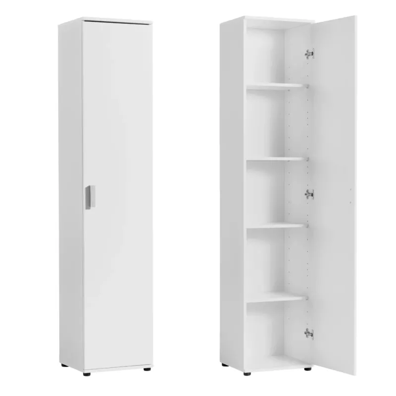 Schmaler Mehrzweckschrank 40 cm breit mit 1 Tür & 4 Einlegeböden | Universalschrank Haushaltsschrank für Haushalt, Flur, Büro oder Schlafzimmer | 40x35x184 cm (BxTxH)