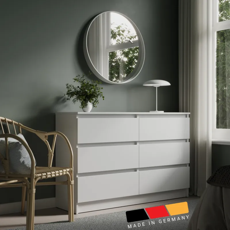 Kommode mit 6 Schubladen 95 | 120 | 140 | 160 cm breit Kommode Holz Schrank Kommode mit Schubladen Sideboard Highboard Anrichte Schlafzimmer Wohnzimmer Flur Büro Organizer