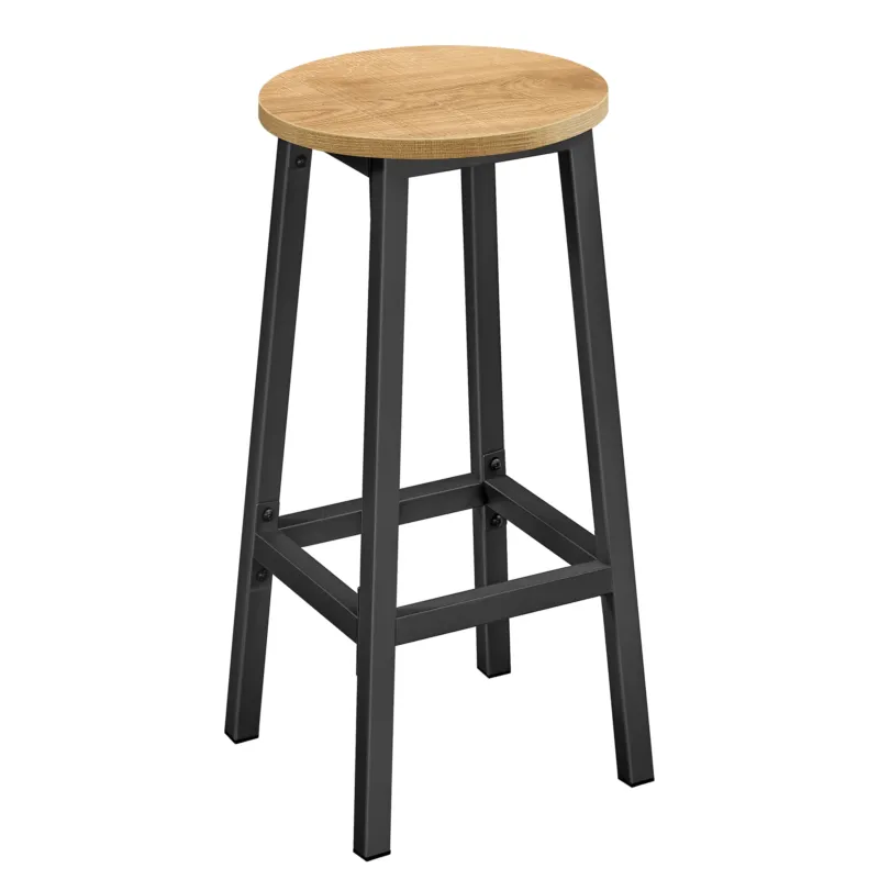 Barhocker Küchenhocker Küchenstuhl Thekenstuhl Tresenhocker Barstuhl | Stabil + platzsparend mit Fußstütze | Spanplatte & Stahl bis 100 kg Belastbarkeit | Ø 32×H 65 cm