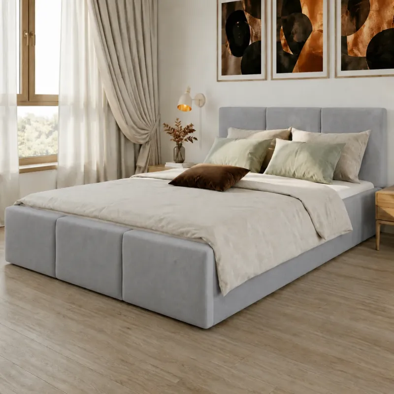Home Collective Polsterbett, Bett mit Stauraum, Stauraumbett mit Lattenrost gepolstert Bett mit Kopfteil Doppelbett | Bettkasten mit Gasdruckfedern, Metallrahmen, Samtpolsterung | 120×200 | 140x200 | 160x200 | 180x200 cm
