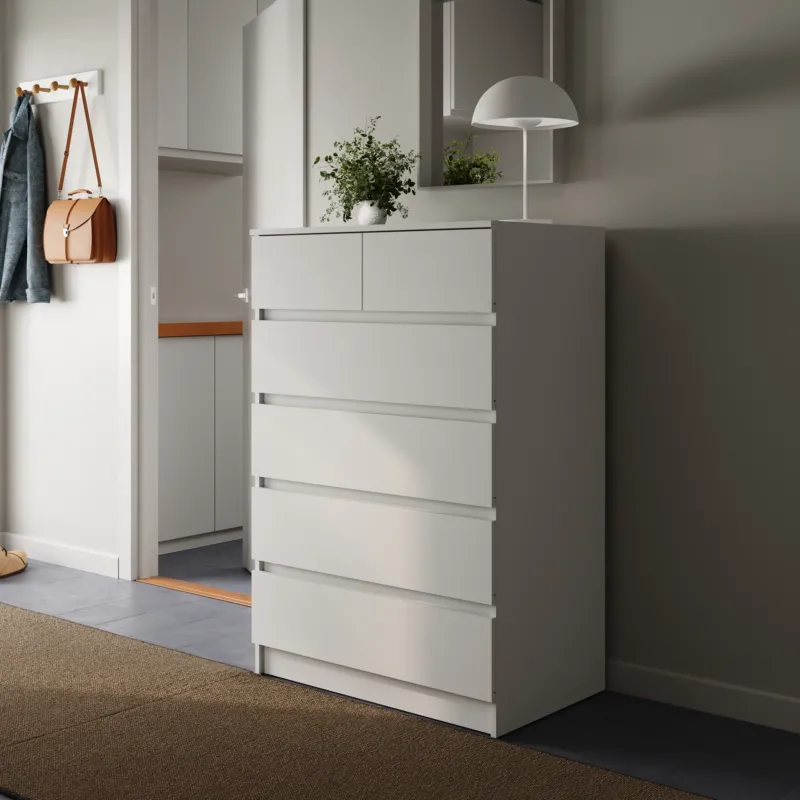Home Collective Kommode Sideboard Schubladenkommode Highboard | viel Stauraum mit 6 Schubladen | Schubladenschrank für Schlafzimmer Wohnzimmer Flur Büro | Möbel Organizer | 80x120x50 cm | weiß