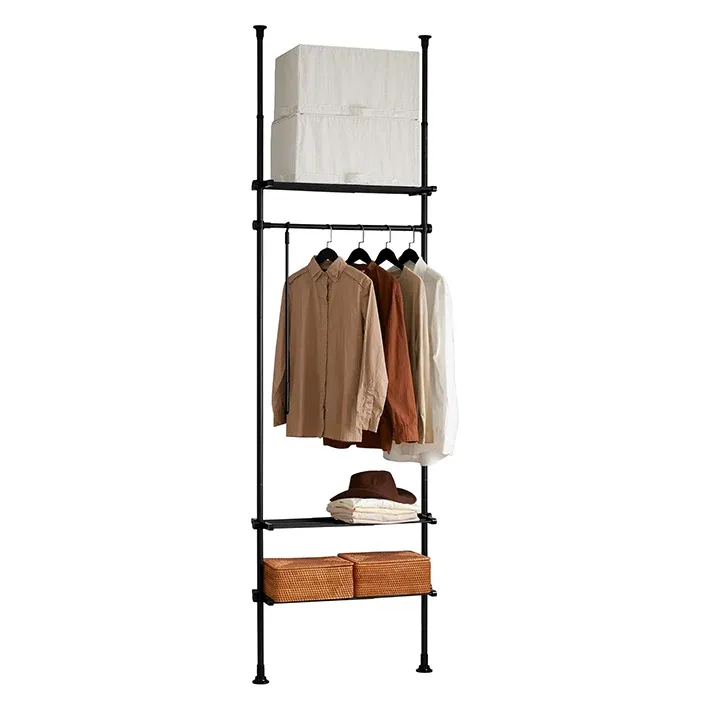 SoBuy Teleskop Kleiderständer System Schwarz 52–80 x 233–295 cm | KLS07-SCH