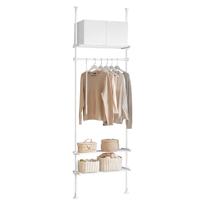 SoBuy | Teleskop Kleiderstange | Kleiderstangen System | Weiß | KLS07-W