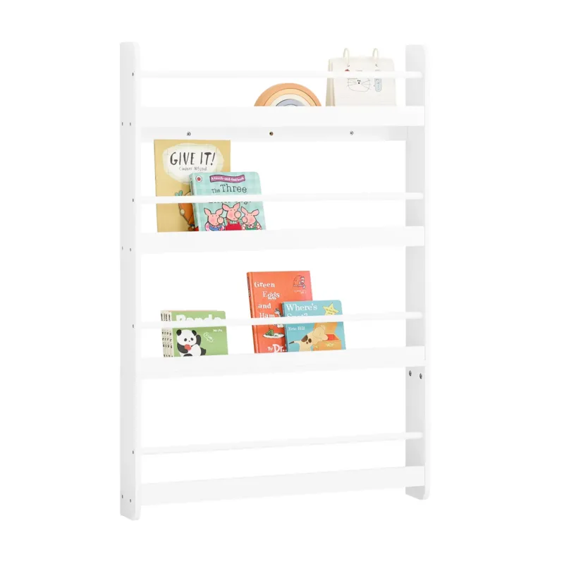 SoBuy | Kinder Bücherregal | Wandregal für Kinder | mit 4 Ablagen | KMB08-II-W