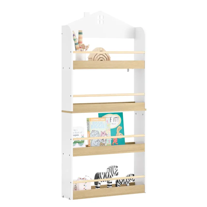 SoBuy | Bücherregal Kinder | Kinderregal | mit 4 Ablagen | KMB121-WN