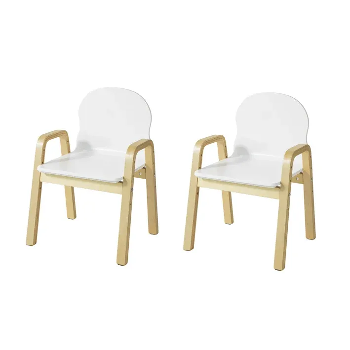 SoBuy | 2er Set Kinderstuhl | Stühlchen höhenverstellbar | Weiß | KMB24-Wx2